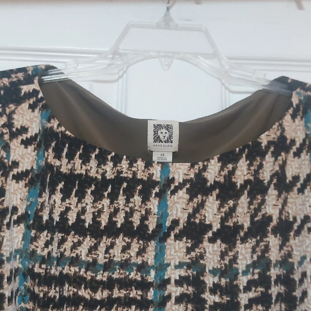 Anne Klein, Size 14, Black,Teal and Tan Dress - Picture 5 of 8